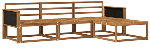 vidaXL Outdoor-Sofagarnitur 4 pcs Natur Massivholz Akazie, Moderne Garten-Sofagarnitur, wetterfest, Bequeme Loungemöbel, stylische Sitzmöglichkeiten für den Hof