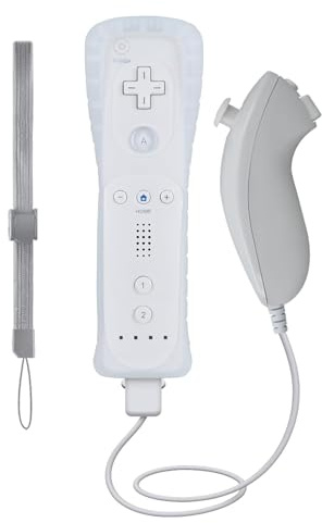HZIME Controller mit Motion Plus für Wii U Wii (Weiß) | Kompatibler für Wii Controller integriertem Motion Plus und Silikon-Schutzhülle für Nintendo Wii und Wii U (Schwarz).