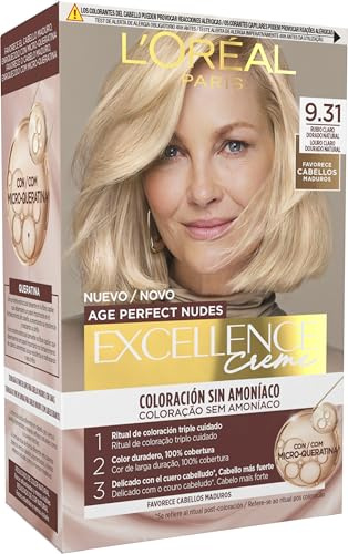 L'Oréal Paris Excellence Crème Nudes 9.31 Rubio Dorado, Calidad Profesional