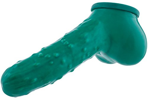 TOYLIE Latex Penishülle Gurke Schaftlänge 15cm - Penis-Sleeve mit Hodensack im Gurken Design (15 cm Schaft)