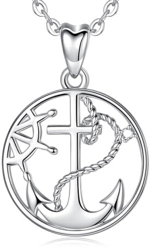AEONSLOVE Collana Ancora Donna Argento 925 Ciondolo Ancora Bussola Gioielli per Amante dell'Oceano Marinaio Regalo Laurea