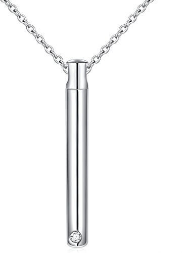 Flyow Verbrennung Schmuck 925 Sterling Silber Memorial Asche Andenken Zylinder Urne Halskette Personalisiert Anhänger Kette für Unisex