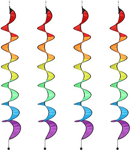 Gejoy 4 Stücke 57 Zoll Regenbogen Spinner Regenbogen Wind Spinner Bunte Hängende Regenbogen Wind Twister für Outdoor Indoor Dekoration