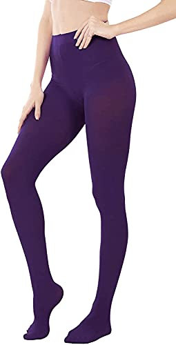 HeyUU Donna Collant Colorato Semi-opaco 80 DEN Collant di Sostegno in Microfibra (Viola,L-XL)