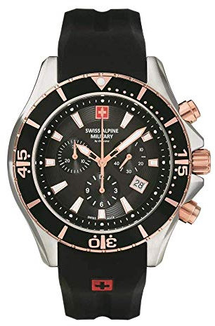 Swiss Alpine Military Herren Uhr Chronograph Analog Quarz 7040.9857SAM Siikon