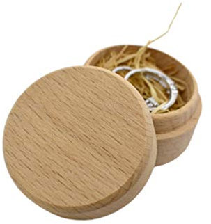 PRETYZOOM Hochzeit Ringbox Holz Ringkissen Ringhalter Ringschatulle Ringkasten für Brautpaar Ehering Verlobungsring Ringe Hochzeit Party (Gefüttert)
