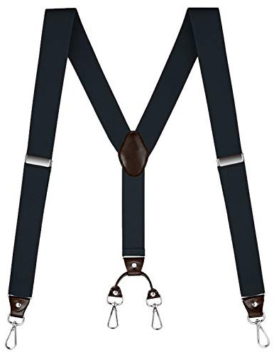 Buyless Fashion Hosenträger für Herren - 48 elastische verstellbare Träger 1 1/4 - Y Rücken mit Metallhaken - 5137-Black