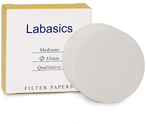 Labasics Cerchi di Carta Filtrante Qualitativi, Carta da Filtro in Cellulosa con Diametro di 55 mm con Velocità di Filtrazione Media di Trattenimento Delle Particelle da 20 Micron, Confezione da 100