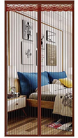 ZJXSNEH Porta Zanzariera Tenda Zanzariera Estiva Cifratura Zanzariera Magnetica Strisce Marroni 80X210cm