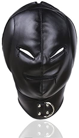 OnundOn Halloween Leder Maske mit Reißverschluss Kopfmaske Hood Karneval Maske