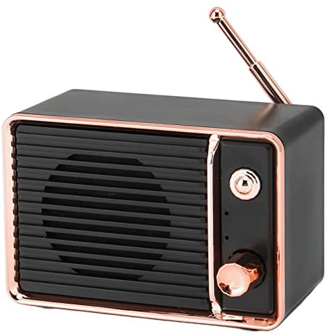 ciciglow Radio Retro, Mini BT 5.0 Altavoz Inalámbrico Portátil Reproductor de Música Retro Duradero Lindo para Viajes Al Aire Libre(Negro)