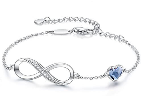 LOUISA SECRET Infinity Bracelets for Womens 925 Sterling Silver or Stainless Steel Bracelet Ladies Love Heart Jewellery Gifts for Women/Wife/Her Anniversary Birthday Mothers Day Christmas