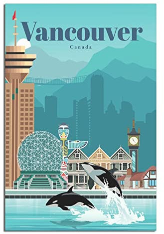 Canada Vancouver Vintage Reiseposter Gemälde Poster Modern Geschenk Schlafzimmer Deko