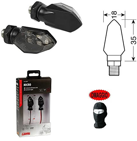 KOMPATIBEL MIT APRILIA SX 50 PAAR LED BLINKER FÜR MOTORRAD GENEHMIGT LAMPA RICHTUNGSANZEIGE 12V SCHWARZ MIT GRUME LINSE 35X18 MM