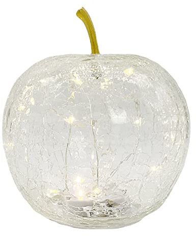 Knüllermarkt 33975 I LED Deko Glas Apfel klar Obst Dekoration Schrank Fensterbank Tisch batteriebetrieben Balkon Terrasse Wintergarten Wohnzimmer