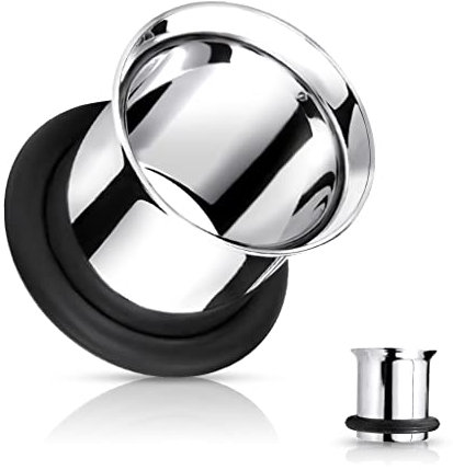 Single Flared Flesh Tunnel 1,6-25 mm aus 316L Chirurgenstahl FARBWAHL Ohrschmuck Piercing (5,0 mm, Silber)