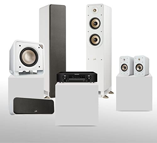 Marantz NR1510 Slim 5.1 Heimkinosystem mit Polk Signature Elite Serie Surround Set, 4K Ultra HD AV Receiver mit Heos und Alexa Sprachsteuerung