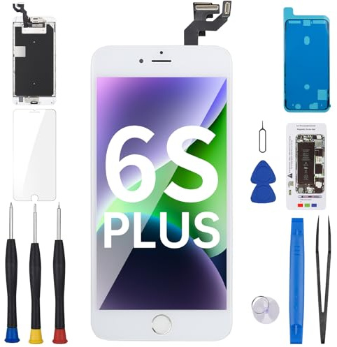 Reemplazo de pantalla para iPhone 6S Plus con botón de inicio de 5.5 pulgadas, color blanco