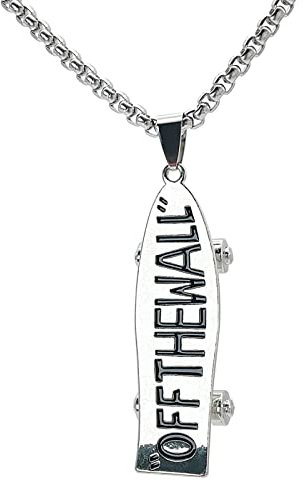 KONFEN Kette Herren Damen mit Anhänger, Skateboard Halskette Wikinger Kette aus Edelstahl für Männer 70cm, Kettenanhänger Edelstahlkette Necklace Pendant Men Ketten Chain Schmuck für Hip Hop Punk