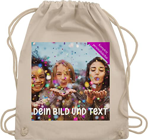 Turnbeutel Rucksack - Foto eigenem - Fotogeschenk I Geschenk Bild personalisiert I Geschenk mit Bild I Custom Photo - Unisize - Naturweiß - jga kita beutel selbst drucken druck stoffbeutel kinder