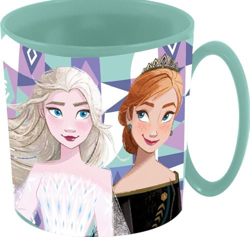 Mug en plastique bleu Disney Frozen Elsa et Anna 350 ml adapté au micro-ondes pour filles