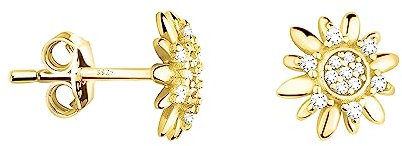 SOFIA MILANI - Damen Ohrringe 925 Silber - vergoldet/golden & mit Zirkonia Steinen - Blumen Ohrstecker - E2203