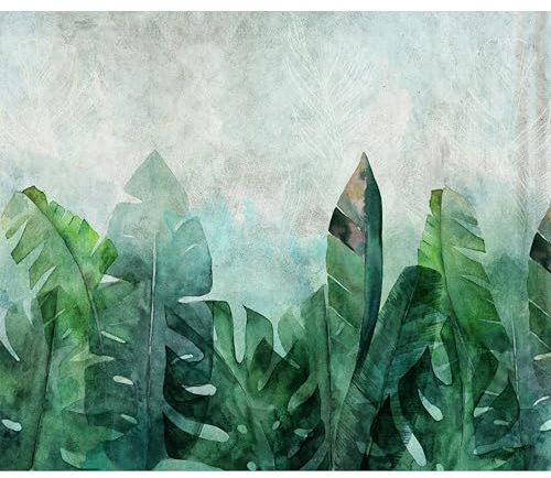 murando - Fototapete selbstklebend tropische Blätter, 490x350 cm, 3D-Effekt | Selbstklebend ohne Kleister, Full HD Druck, ideal fürs Wohn- oder Schlafzimmer, schnelle Montage, lichtbeständig, geruchsfrei
