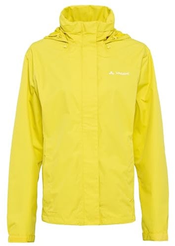 VAUDE Regenjacke Damen Escape Bike Light sunbeam, wasserfeste Outdoor-Jacke, atmungsaktive Fahrradjacke mit Kapuze im Kragen, Klimaschonende Wanderjacke, 50