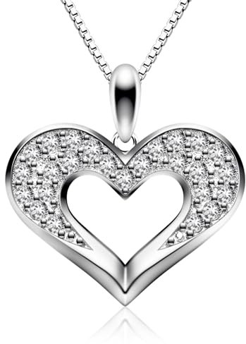 B.Catcher Damen-Schmuck-Geschenkset, 925er-Sterlingsilber, Anhänger-Halsketten, 45,7 cm, volles Herz für Sie