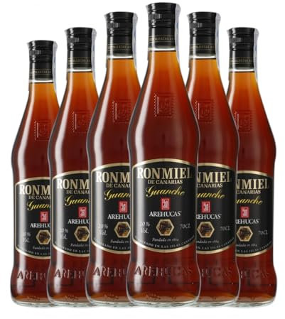 Ron Arehucas Guanche Ron Miel 70 cl (Caja de 6 Botellas de 70 cl)