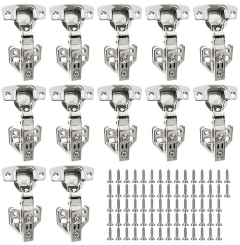 WAIZHIUA 12Pcs Cabinet Hinges Full Overlay Soft Close for Kitchen Units, Cupboard, Wardrobe - Concealed Folding Door Hinges With Screws for Bathroom, Bedroom, Dining Room