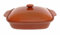 Cazuela barro horno olla tartera besuguera rectangular o redonda hornear CON TAPA - HORNO - MICROONDAS - LAVAVAJILLAS - FUEGO DIRECTO (31X21X13 CM)