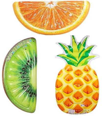 Toyland® Lot de 3 flotteurs de Piscine aux Fruits – Kiwi et Orange – 1,78 m x 0,85 m (5 pi 8 po x 2 pi) – Ananas 1,78 m x 0,85 m (7 pi x 4 pi) – Essentiels des Vacances et de la Plage