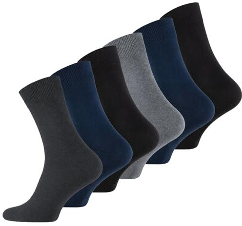 Lot de 6 paires de chaussettes en bambou pour homme, sans couture, douces, respirantes, confortables, noir, gris, bleu marine (FR/ES, Numérique, 40, 45, Taille normale, Taille normale, 6x Mix)