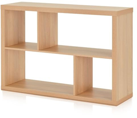 Smart Up2U Regal in Eiche, Maße: 114,3cm x 78,5cm x 35cm, 4 Fächer asymmetrisch, Standregal aus Holzwerkstoff, Sockelgestell, Stehregal - Raumtrenner, Raumteiler, Bücherregal, Stufenregal