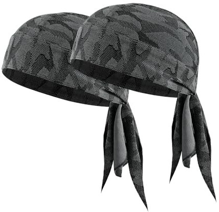 WTACTFUL Kühlende Helmeinlage – 2pcs Sports Bandana Cap Kopftuch Herren Damen, Sommermütze Radmütze Fahrradmütze Unter Helm Fahrrad Mütze Kopfbedeckung Tarnung Schwarz, Schwarz