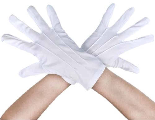 Jonami Nikolaus Handschuhe Weiß Baumwolle Kostüm Erwachsene, Weihnachten, Karneval, Halloween, Fasching, Mottoparty, Verkleidung, Theater