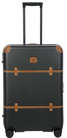 Bric's Bellagio 3.0 Spinner Trunk – Luxus-Hartschalengepäck mit großen Rädern, Teleskopgriff, Lederdetails – erweiterbarer Rollkoffer, Schwarz, 21 with Pocket, Bellagio 3.0