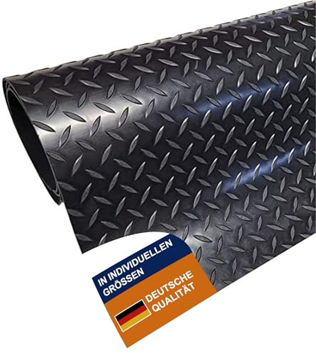 Wulkow Diamant Tränenblech Gummimatte 3mm - BREITE 0,1m bis 2,0m - LÄNGE 0,1m bis 10m - Auswahl 400mm x 6300mm x 3mm (0.4m x 6.3m x 3mm) - Gummiläufer Arbeitsplatz-Matte - PREMIUM-Ware