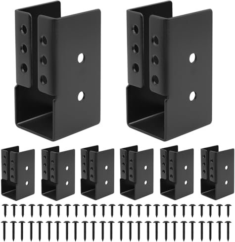 Andorm 2X4 Concealed Joist Hanger Bracket for Wood 8 Pack, Pergola Rafter Bracket 2 x 4 Powder Coated Black with Screws for Beam/Swing/Handrail/Fence