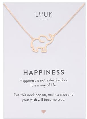 LUUK LIFESTYLE Delicate Necklace with Pendant made of Waterproof Stainless Steel, Gift for Women, Modern Jewelry Design, Elephant, Rose Gold