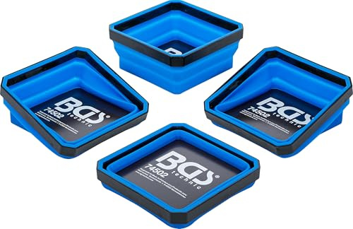 BGS 74502 | Magnet-Haftschalen-Satz | Silikon | faltbar | 4-tlg. | Magnet im Fuß | flexibler, verstellbarer Rand | ABS-Kragen | gummierter Fuß | Tragfähigkeit max. 1,25 kg/Stk.
