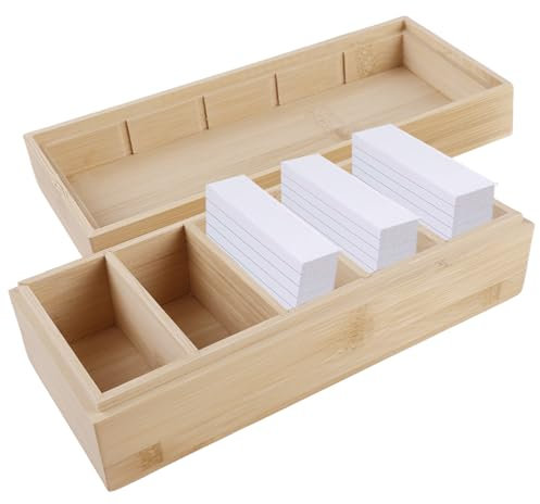 BAIFULAI Karteikarten Boxen Holz A8, Karteibox 20 * 8 * 6cm, Lernkarteibox Vokabeln Karteikarten Holz mit Deckel, Karteikartenbox, Holzkiste für Büro Schulen Und Heim (Karteikarten Nicht im Enthalten)