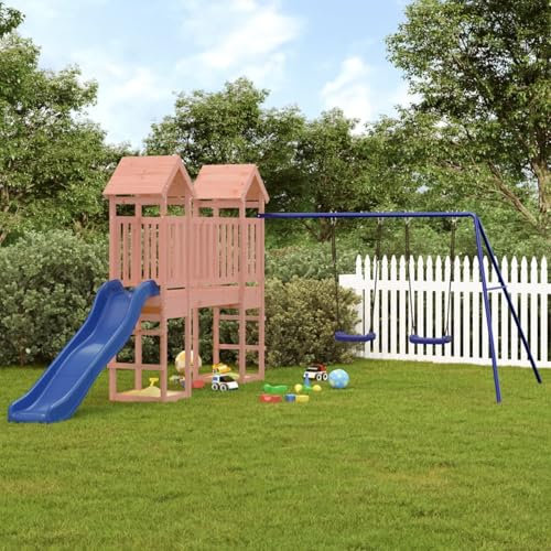 Spielturm mit Rutsche und Schaukeln, Somanki Spielplatz Für Garten, Spielturm Mit Rutsche Und Schaukel, Spielhaus Garten, Spielturm, Spielplatz, Massivholz Douglasie