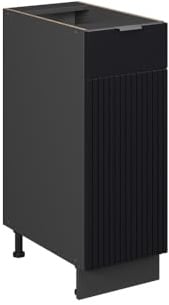 Vicco Apothekerschrank Fame-Line, Schwarz gestreift, 30 cm | MDF-Front · Ohne Arbeitsplatte · Höhenverstellbare Füße · Metallgriffe · Metall-Vollauszüge