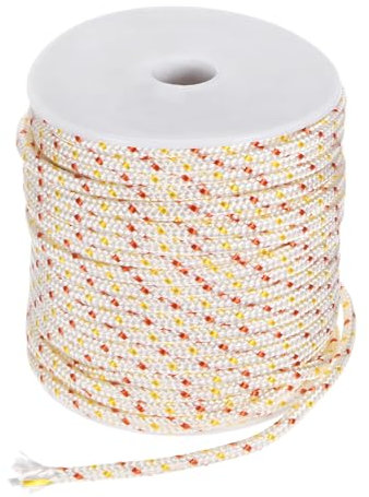 M METERXITY Cordon de Démarrage de Lanceur de Recul 4mm 30m Cordon de Traction en Nylon Cordon de Traction de Lanceur de Recul pour Tondeuse/Tronçonneuse [Blanc Rouge Jaune]