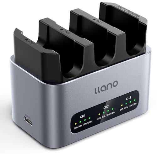 llano 30W NP-FW50 Akku-Ladegerät,Schnelles Dreifach-Ladegerät für Sony A6000 A6400 ZV-E10 A6100 A6500 A6300 A7 A7II A7R A7RII A7S A5000 A5100 – USB-C,LED-Anzeige,Robustes CNC-Aluminiumgehäuse