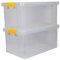 STRATA Stack Master Storage Box 70Litre Durable clear Plastic Design, Stackable & Lockable Yellow Handle - Ideal Storage Box for Home & Office Organization(31 H x 44 W x 71 L)(Set of 2)