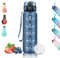 Gourde 1l, Gourde Sport, Gourde Graduée pour 1 Journee, Facile à Nettoyer, Gourde Reutilisable avec Marqueur de Temps, Gourde Adulte anti Fuite, pour Camping, Randonnée, Yoga, Running, Bleu Marine