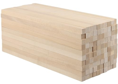 CHUIFAI Lot de 100 Batonnets en Bois Carrés 1 x 1 x 25 cm, Tasseau de Pin pour Bricolage, Artisanat et Modélisme